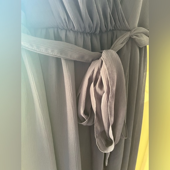 David’s Bridal Ruffle Trim Chiffon Faux Wrap Bridesmaid Dress - Picture 2 of 9